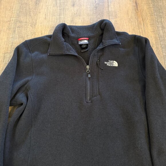 The North Face 1/4 Zip Black Pullover Fleece Sweater Men's Size M - Picture 2 of 6